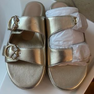 Stuart Weitzman Crystal Ring Espadrille Flat Slide